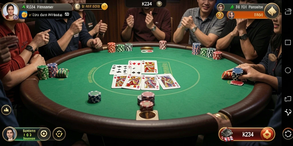 Tampilan gameplay Poker yang mendebarkan di K234.