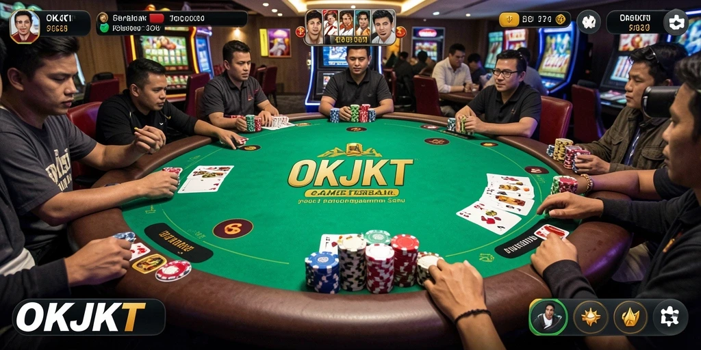 Tampilan gameplay Poker yang seru dan mendebarkan di OKJKT.