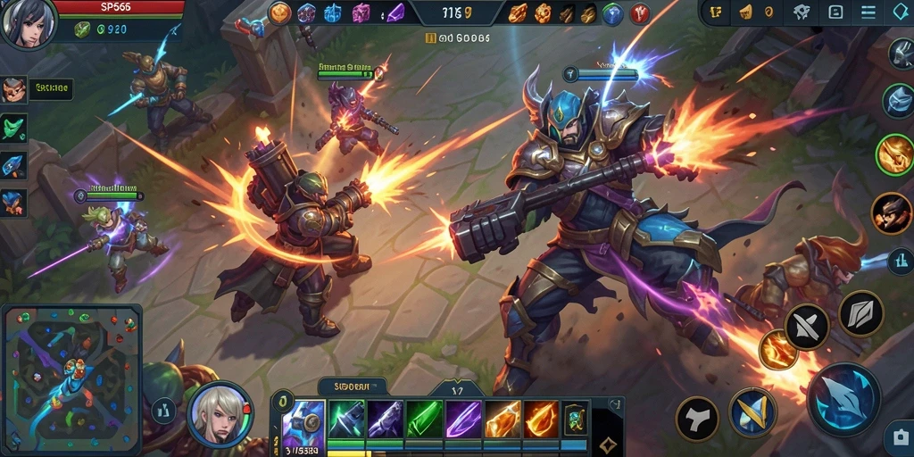 Tampilan gameplay SP666 yang mendebarkan dalam pertempuran MOBA.